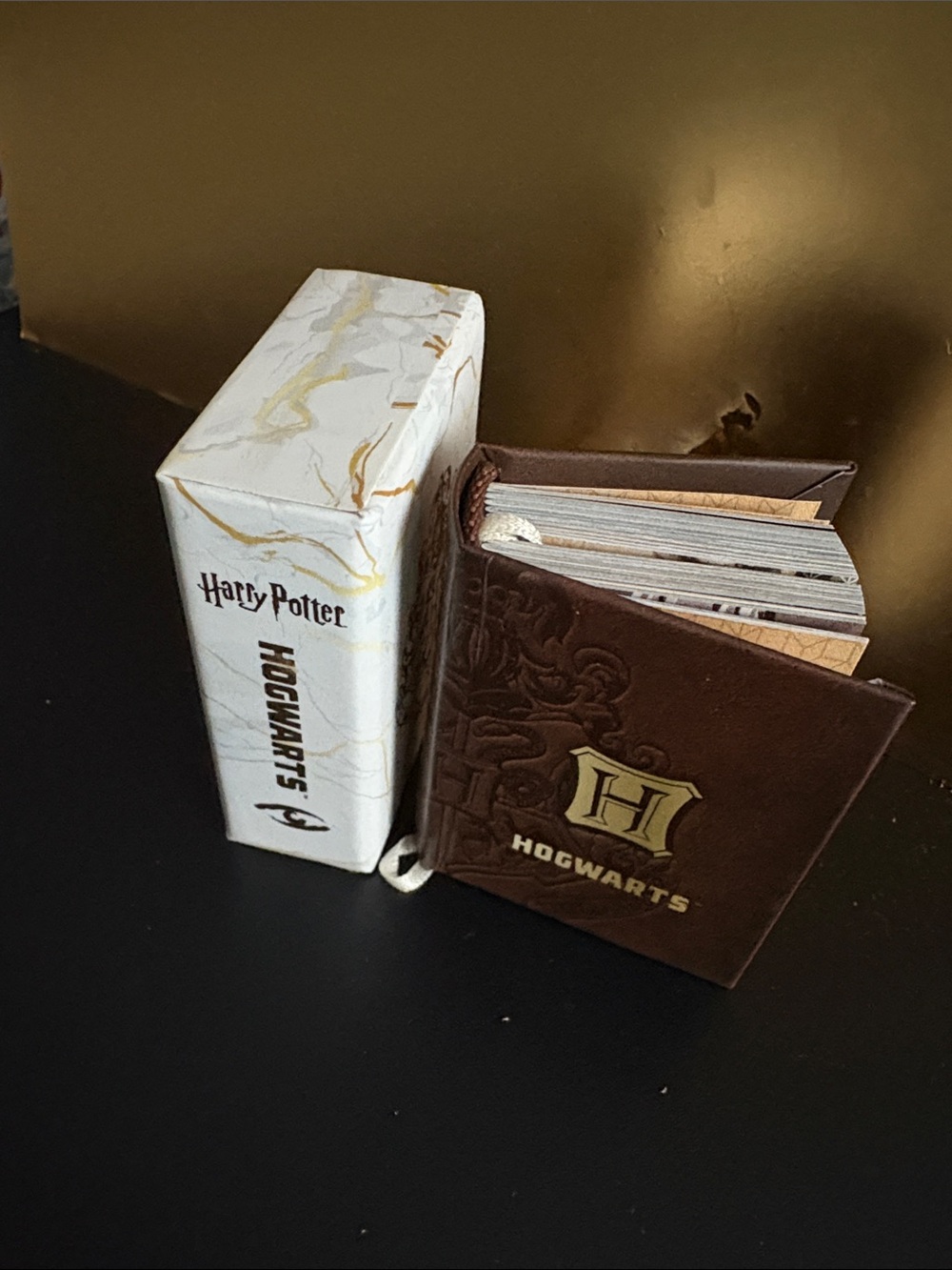 Mini Decorative Book with Gold Crest - Black